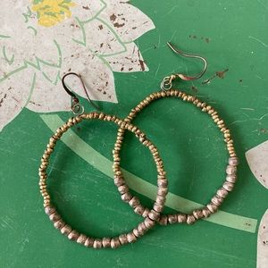 Noonday metal bead hoop earrings, made in Ethiopia.